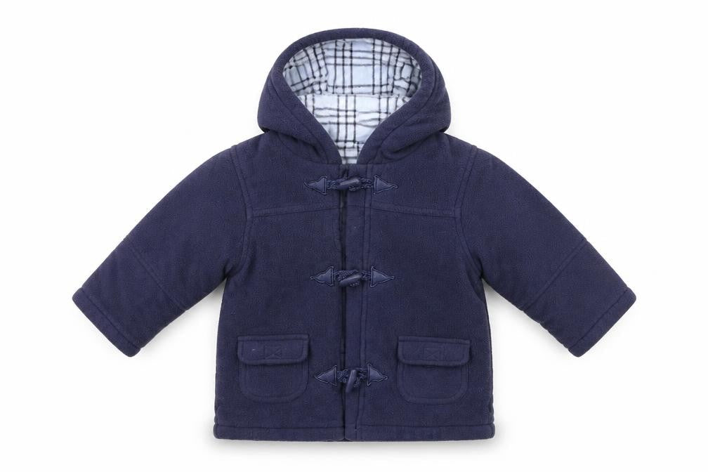 Front view of M&Co girls’ blue jacket, size 12-18, months