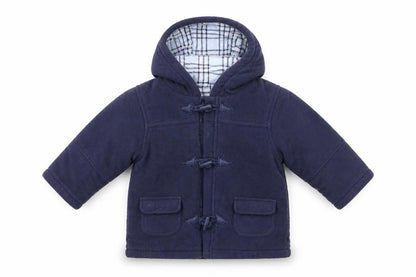 Front view of M&Co girls’ blue jacket, size 12-18, months