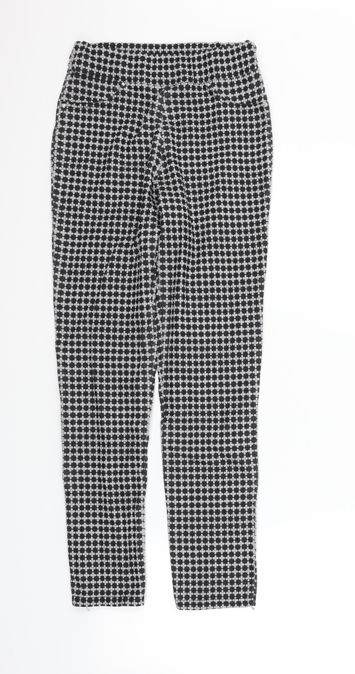 Deck Womens Black Geometric  Trousers  Size 24 in L27 in