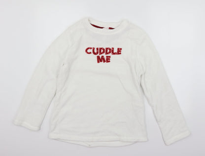 LOVE TO LOUNGE Girls White Solid  Top Pyjama Top Size S  - Cuddle Me