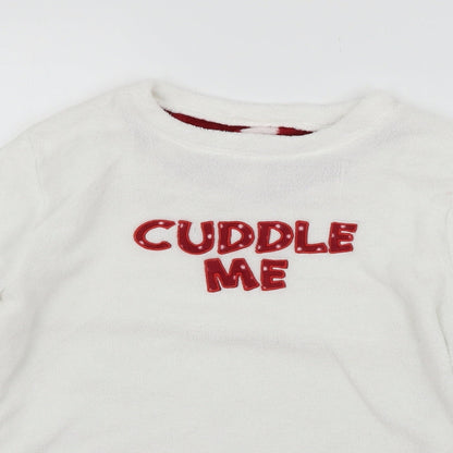 LOVE TO LOUNGE Girls White Solid  Top Pyjama Top Size S  - Cuddle Me