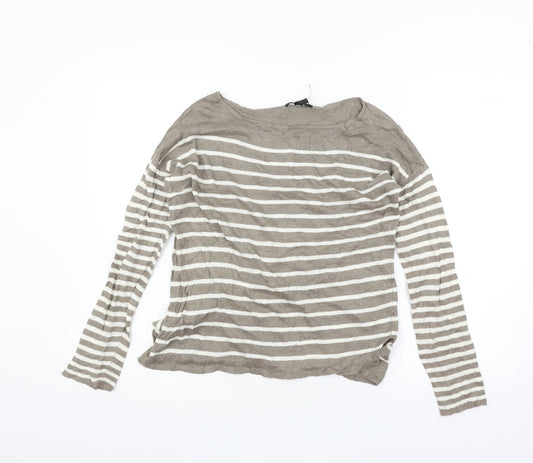 Mango Womens Beige Striped  Pullover Jumper Size S