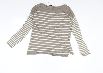 Mango Womens Beige Striped  Pullover Jumper Size S