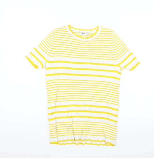 TU Womens White Striped  Basic Blouse Size 12