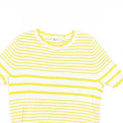 TU Womens White Striped  Basic Blouse Size 12