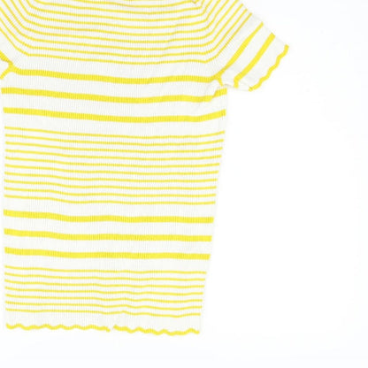 TU Womens White Striped  Basic Blouse Size 12