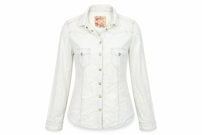 Front view of Denim & Co. women’s white jacket, size UK 8