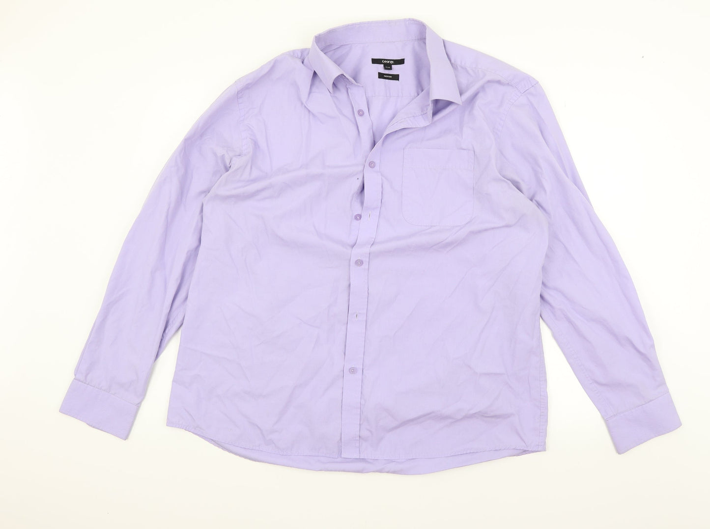 George Mens Purple    Button-Up Size 17