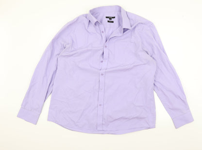 George Mens Purple    Button-Up Size 17