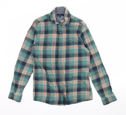 Mens UK Size S Easy Green  Button-Up Long Sleeve Casual Shirt