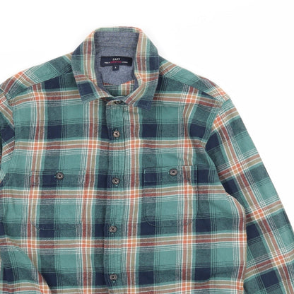 Mens UK Size S Easy Green  Button-Up Long Sleeve Casual Shirt