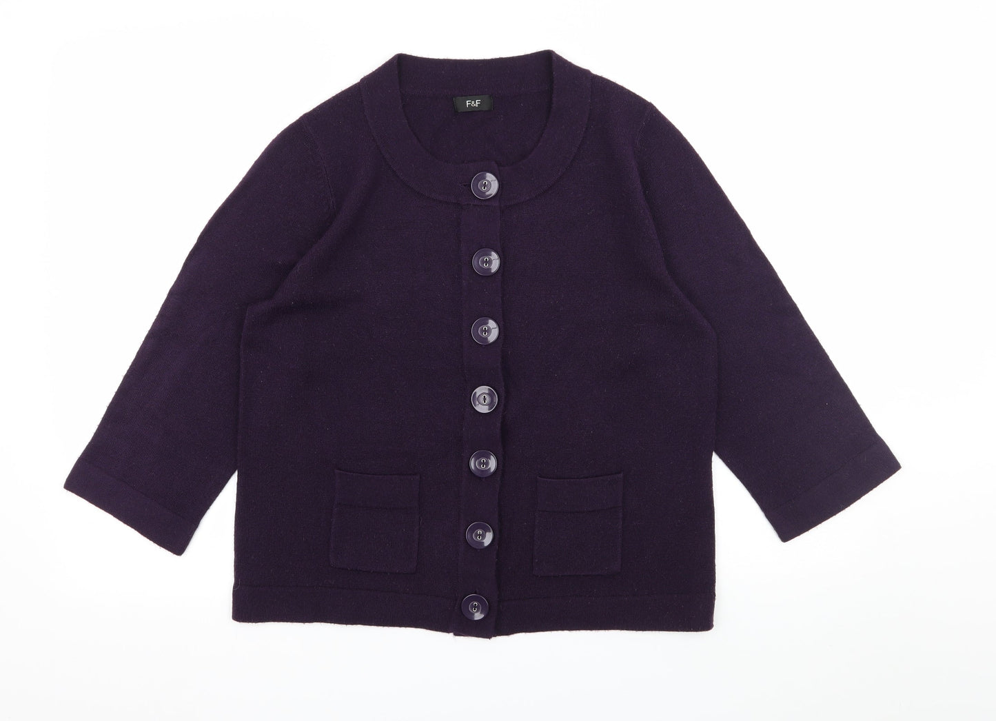 F&F Womens Purple  Knit Cardigan Jumper Size 14