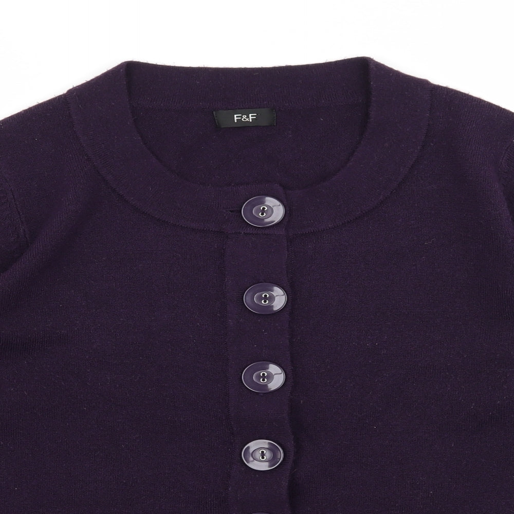 F&F Womens Purple  Knit Cardigan Jumper Size 14