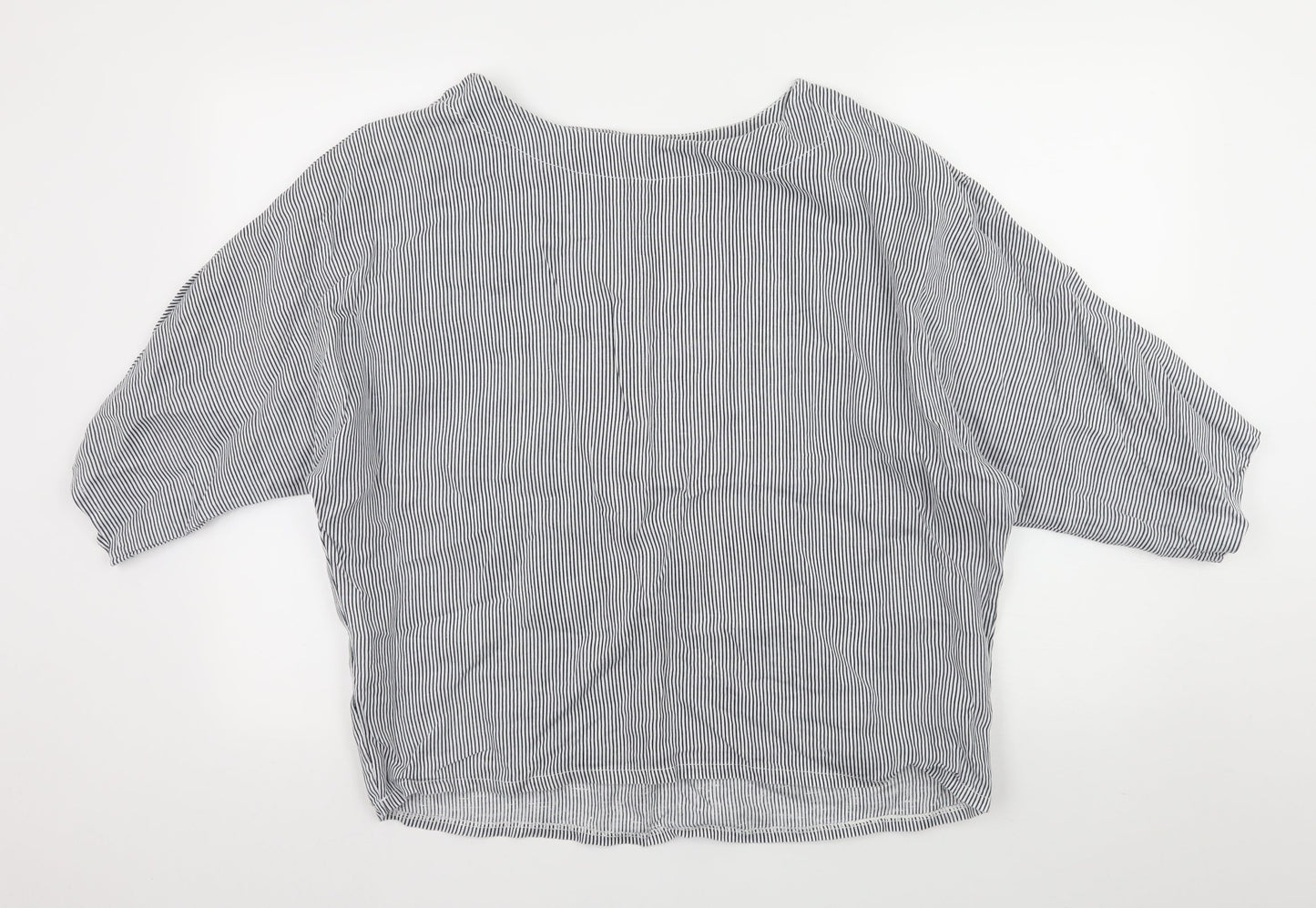 COSSET Womens White Striped  Basic Blouse Size M