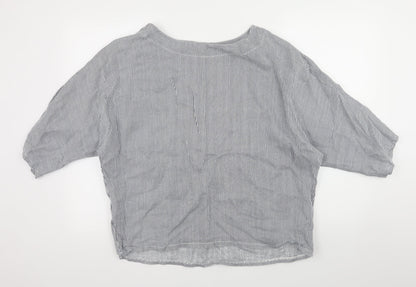 COSSET Womens White Striped  Basic Blouse Size M