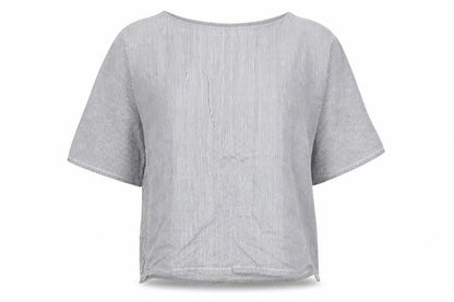 COSSET Womens White Striped  Basic Blouse Size M