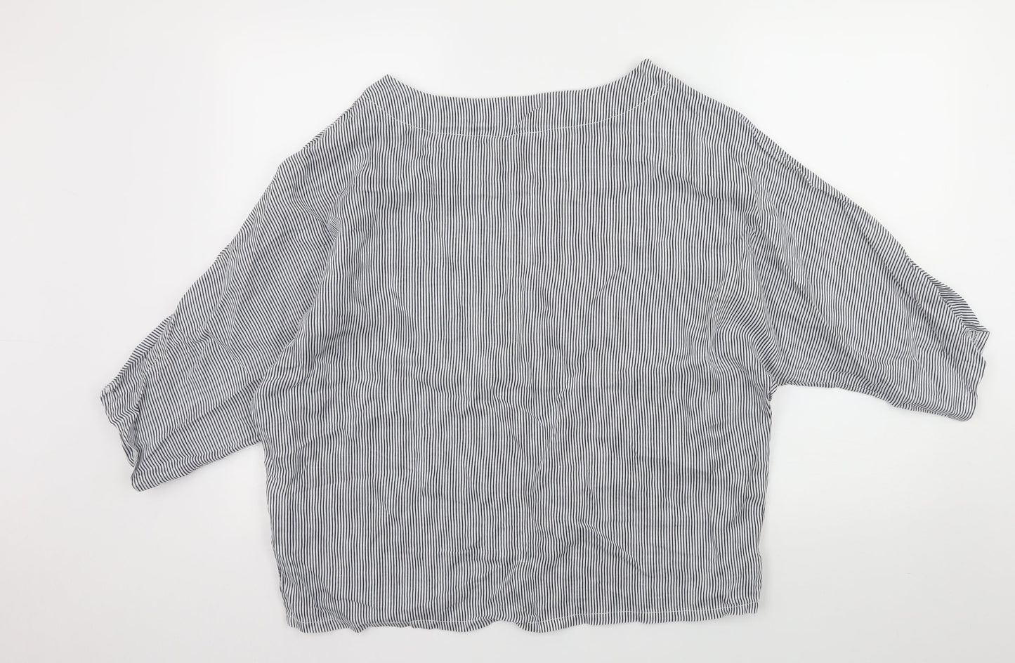COSSET Womens White Striped  Basic Blouse Size M