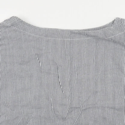 COSSET Womens White Striped  Basic Blouse Size M