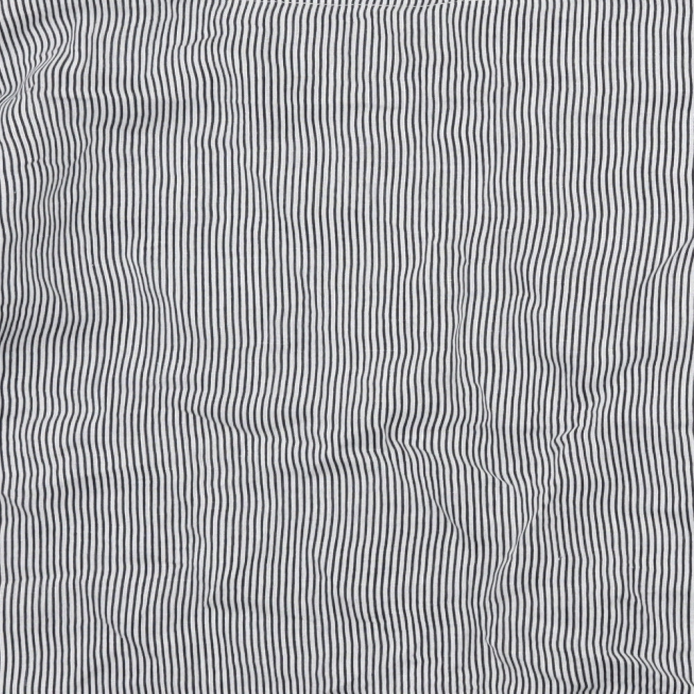 COSSET Womens White Striped  Basic Blouse Size M