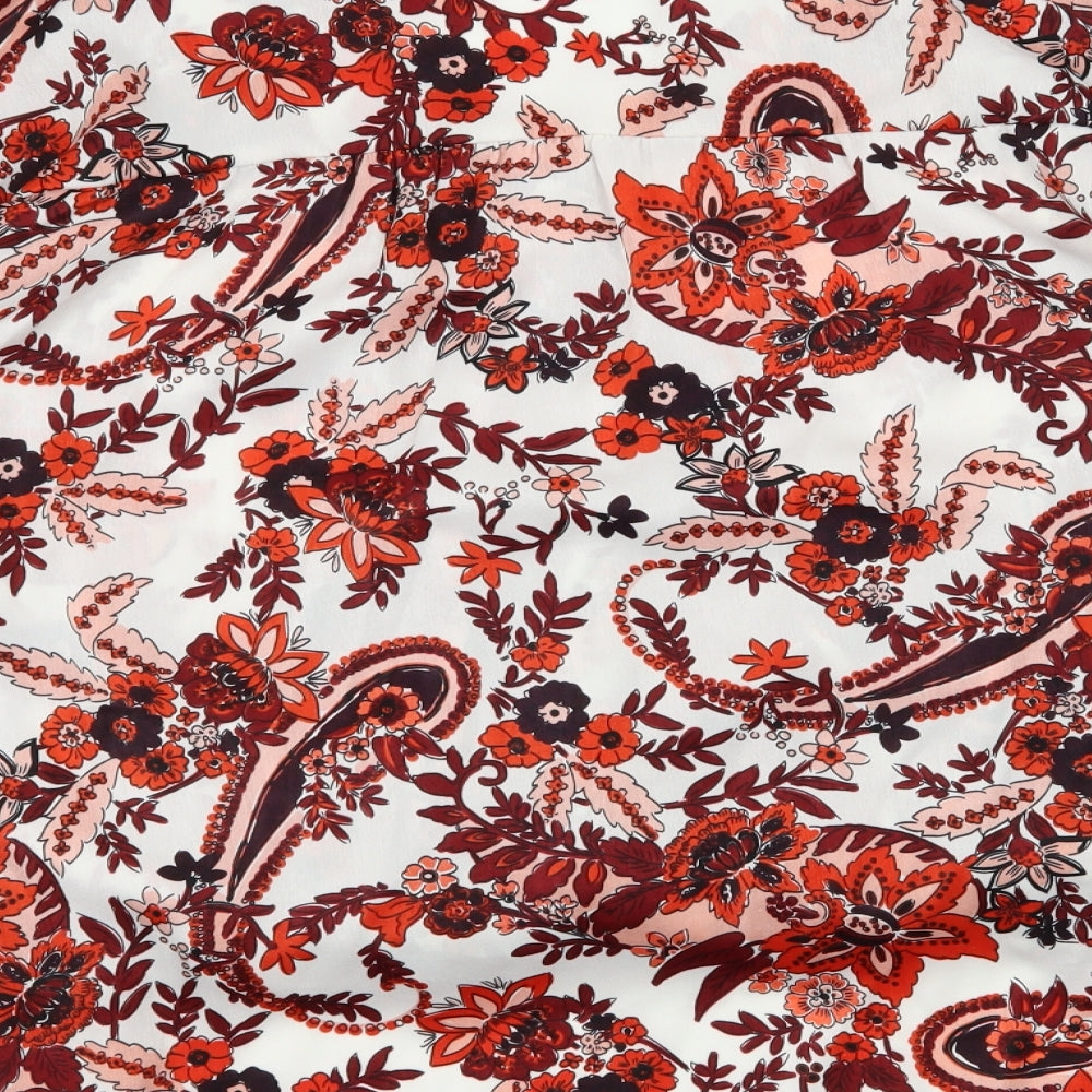 George Womens Red Floral Satin Basic Blouse Size 10