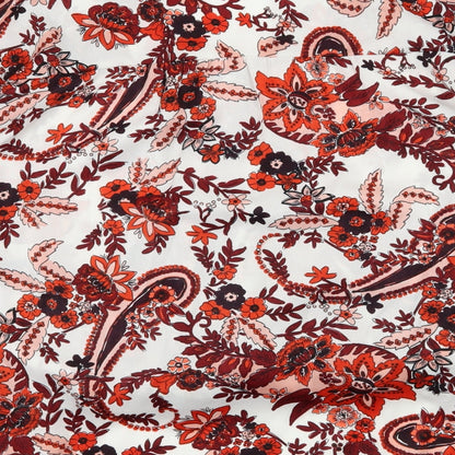 George Womens Red Floral Satin Basic Blouse Size 10