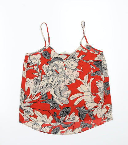 Papaya Womens Red Floral  Basic T-Shirt Size 8