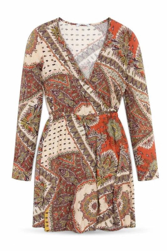 Front view of Only women’s orange paisley a-line, size UK 36