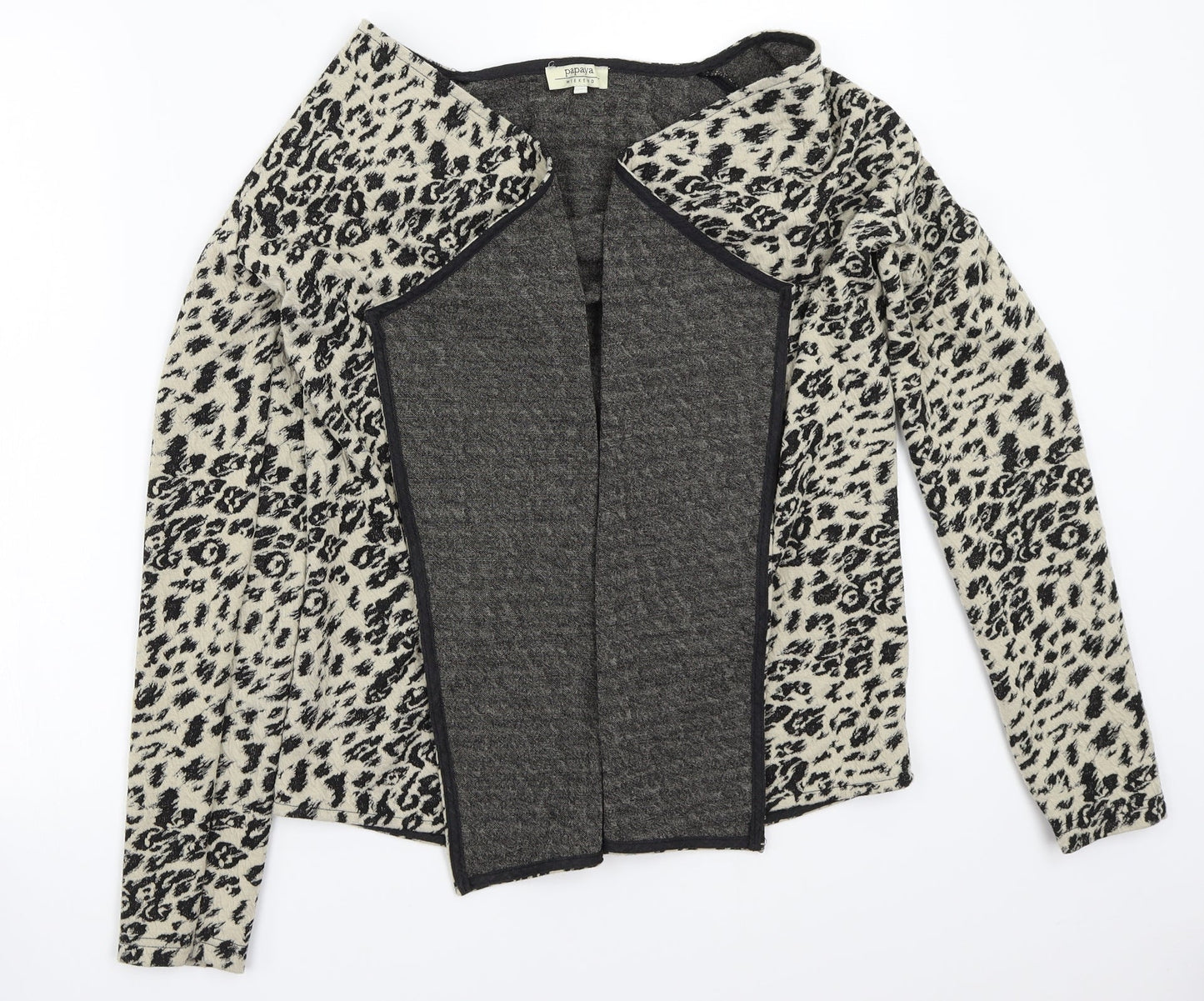 Papaya Womens Beige Animal Print  Cardigan Jumper Size 10