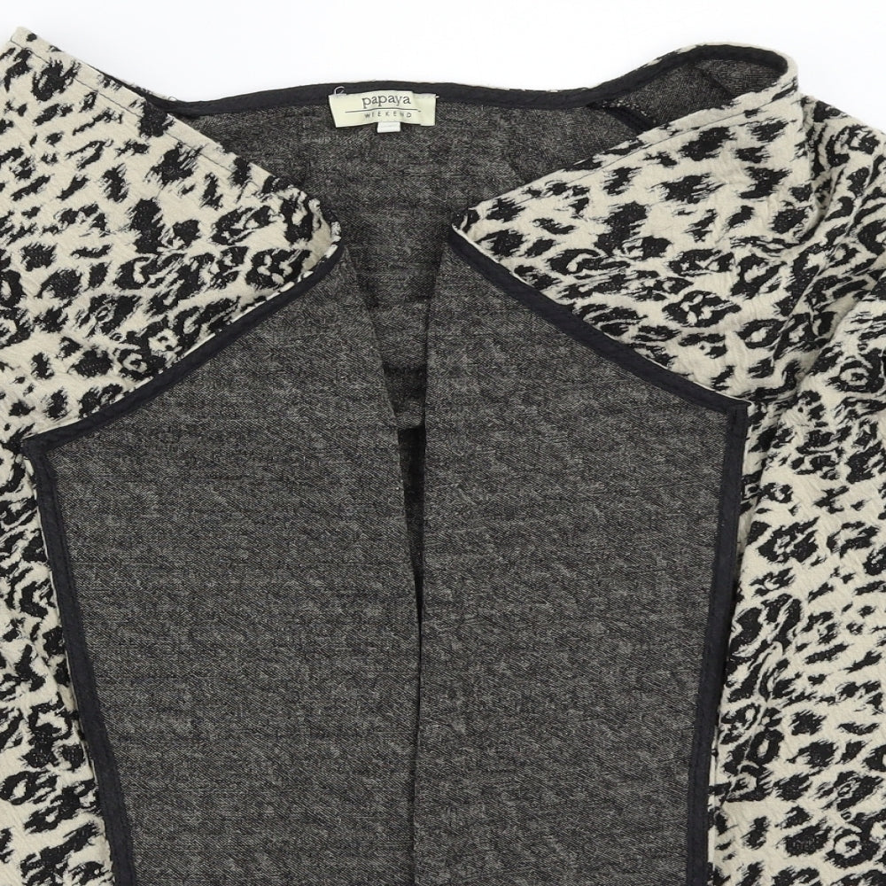 Papaya Womens Beige Animal Print  Cardigan Jumper Size 10