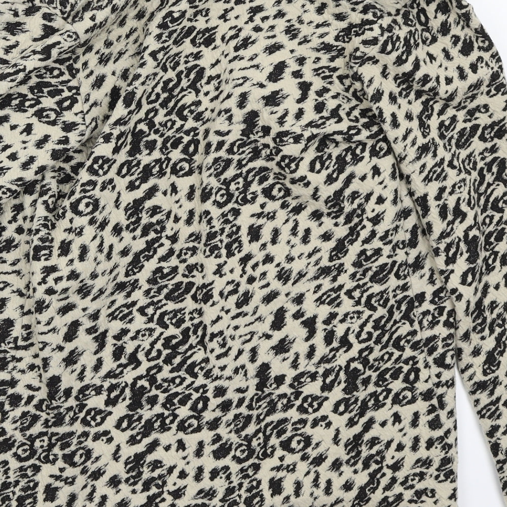 Papaya Womens Beige Animal Print  Cardigan Jumper Size 10