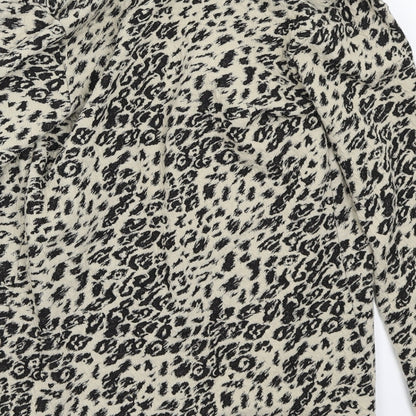 Papaya Womens Beige Animal Print  Cardigan Jumper Size 10
