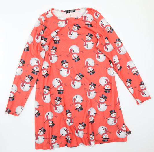 MissLook Womens Red  Rayon A-Line  Size M  - christmas