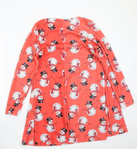 MissLook Womens Red  Rayon A-Line  Size M  - christmas