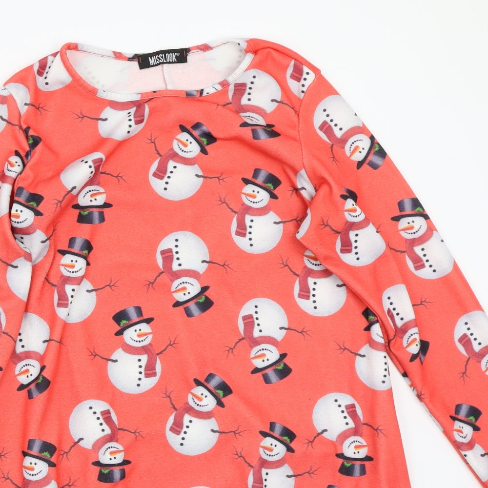 MissLook Womens Red  Rayon A-Line  Size M  - christmas