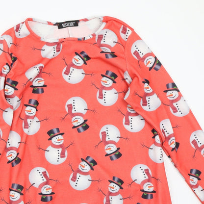 MissLook Womens Red  Rayon A-Line  Size M  - christmas