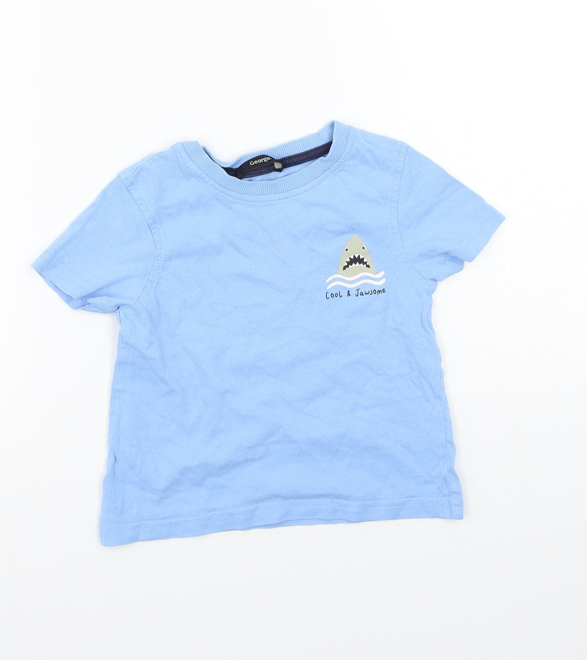 Front view of George boys’ blue basic t-shirt, size 12-18, months