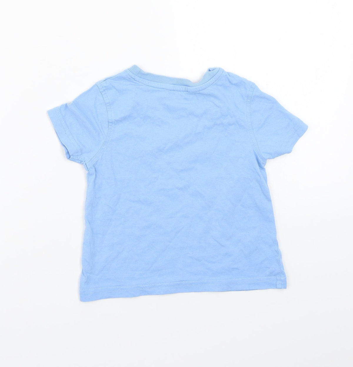 Back view of George boys’ blue basic t-shirt, size 12-18, months