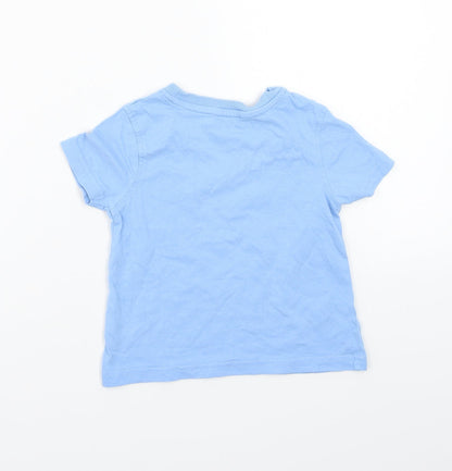 Back view of George boys’ blue basic t-shirt, size 12-18, months