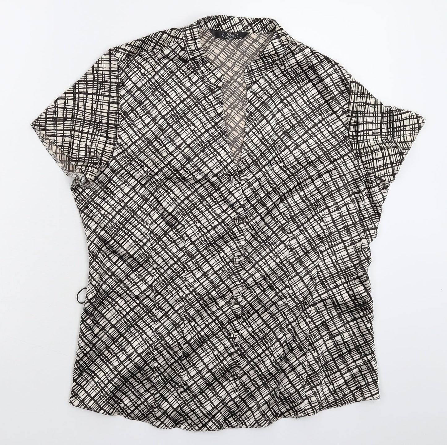 Womens UK Size 12 BM Beige Basic Button-Up