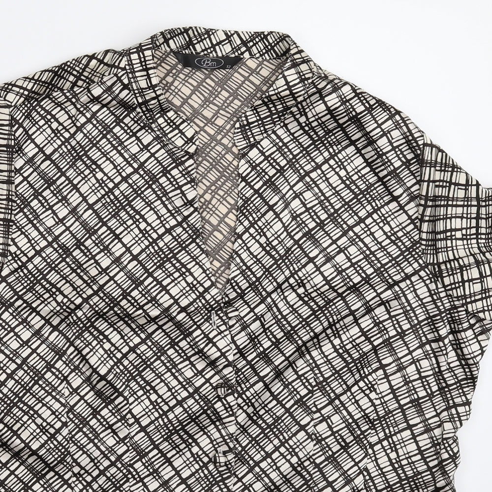Womens UK Size 12 BM Beige Basic Button-Up