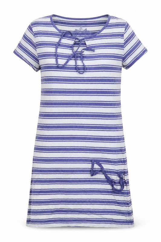 Front view of BM women’s multicoloured striped t-shirt dress, size S
