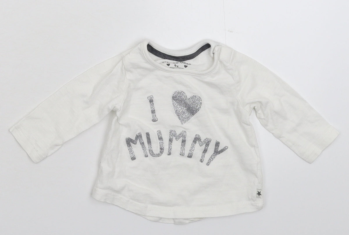 Additional front view of F&F Baby White Basic T-Shirt, size 0-3, Months