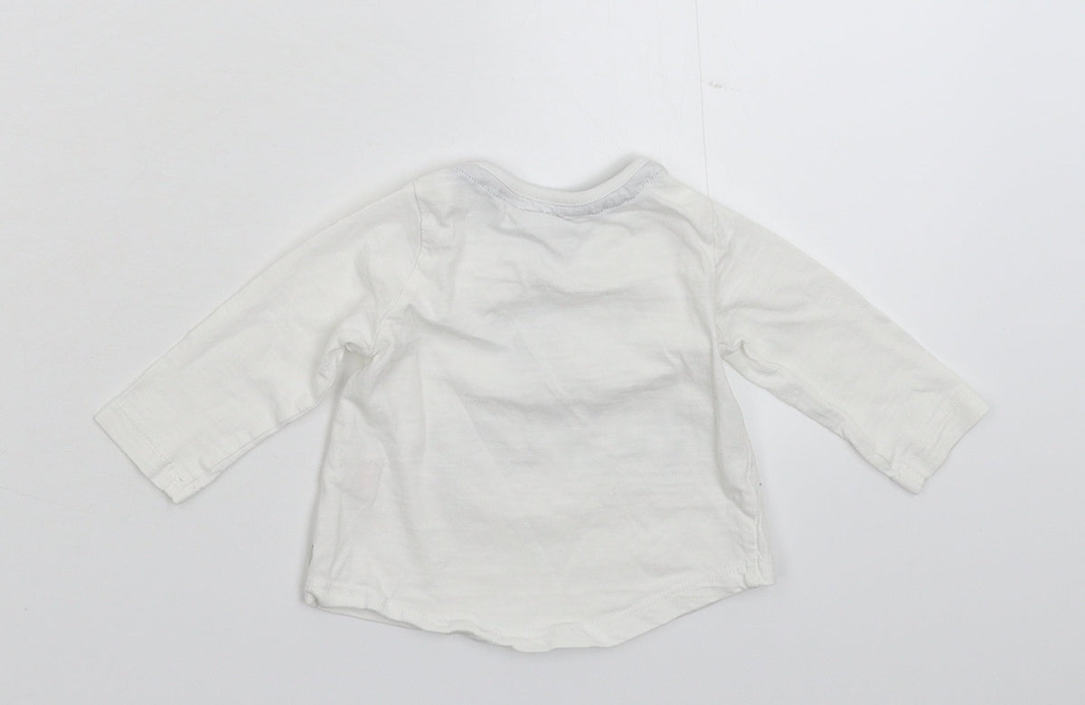 Back view of F&F Baby White Basic T-Shirt, size 0-3, Months
