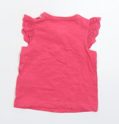Back view of Fred & Flo girls’ pink basic t-shirt size newborn