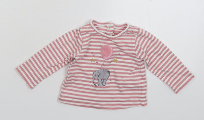 Matalan Girls Pink Striped  Basic T-Shirt Size 0-3 Months