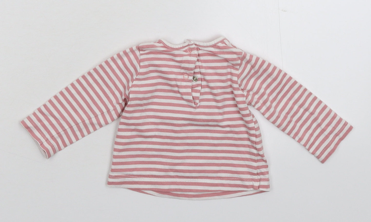 Matalan Girls Pink Striped  Basic T-Shirt Size 0-3 Months