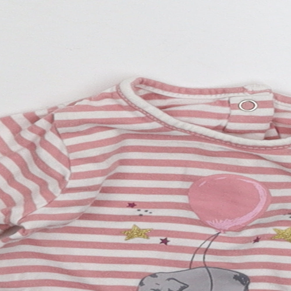 Matalan Girls Pink Striped  Basic T-Shirt Size 0-3 Months