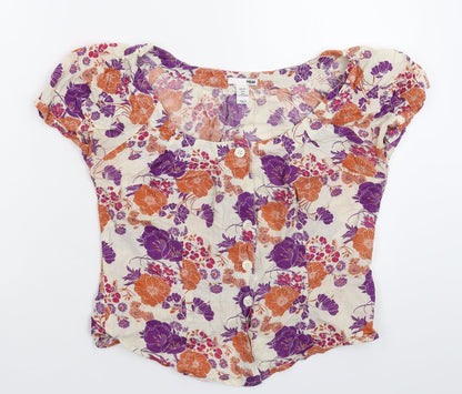 Womens UK Size 12 H&M Multicoloured Basic Button-Up