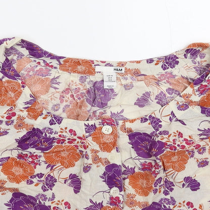 Womens UK Size 12 H&M Multicoloured Basic Button-Up