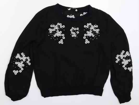 Womens UK Size 10 Darling Black Basic Blouse